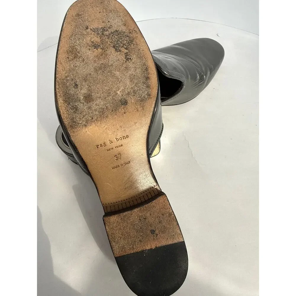 Rag & Bone Luis Silver Metallic Leather Mule Slides EU 37 US 7 Italy